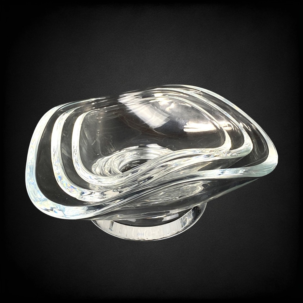 3 SIN Modern Clear Glass Bowls‎ Nesting Trio Triangular Condiments SMALL READ